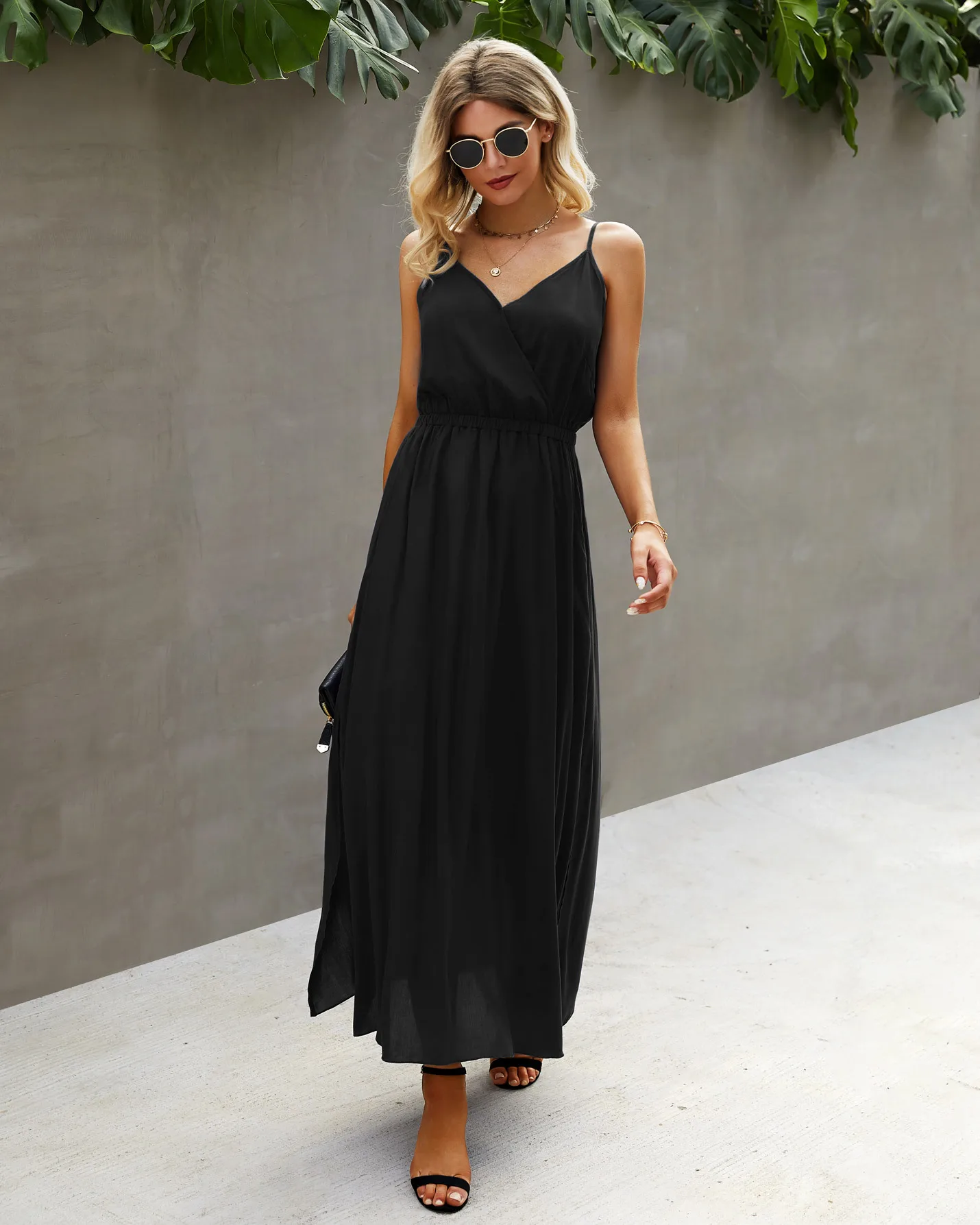 

Amazon New 2021fashion Sexy V-neck Backless Strap Long Dress for Women