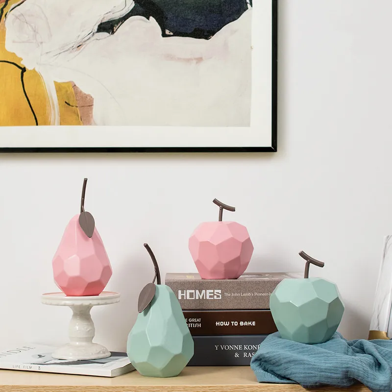 Складная бумажная Геометрическая Статуэтка из смолы с имитацией яблока и груши