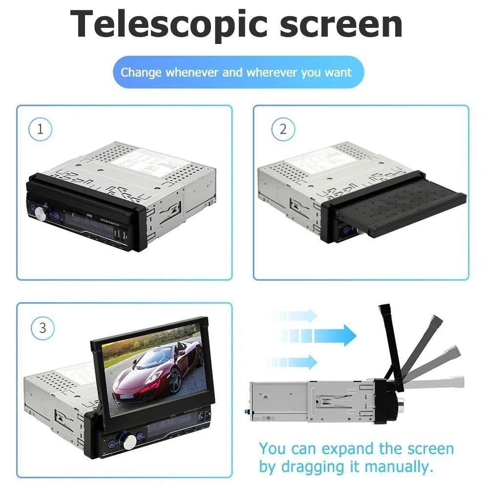 Автомагнитола Mp5 плеер MP3 Авторадио Bluetooth 7 дюймов HD 1 Din сенсорное аудио стерео