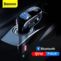 baseus car aux bluetooth adapter dual usb car charger fm transmitter handsfree car kit auto mp3 player bluetooth car receiver