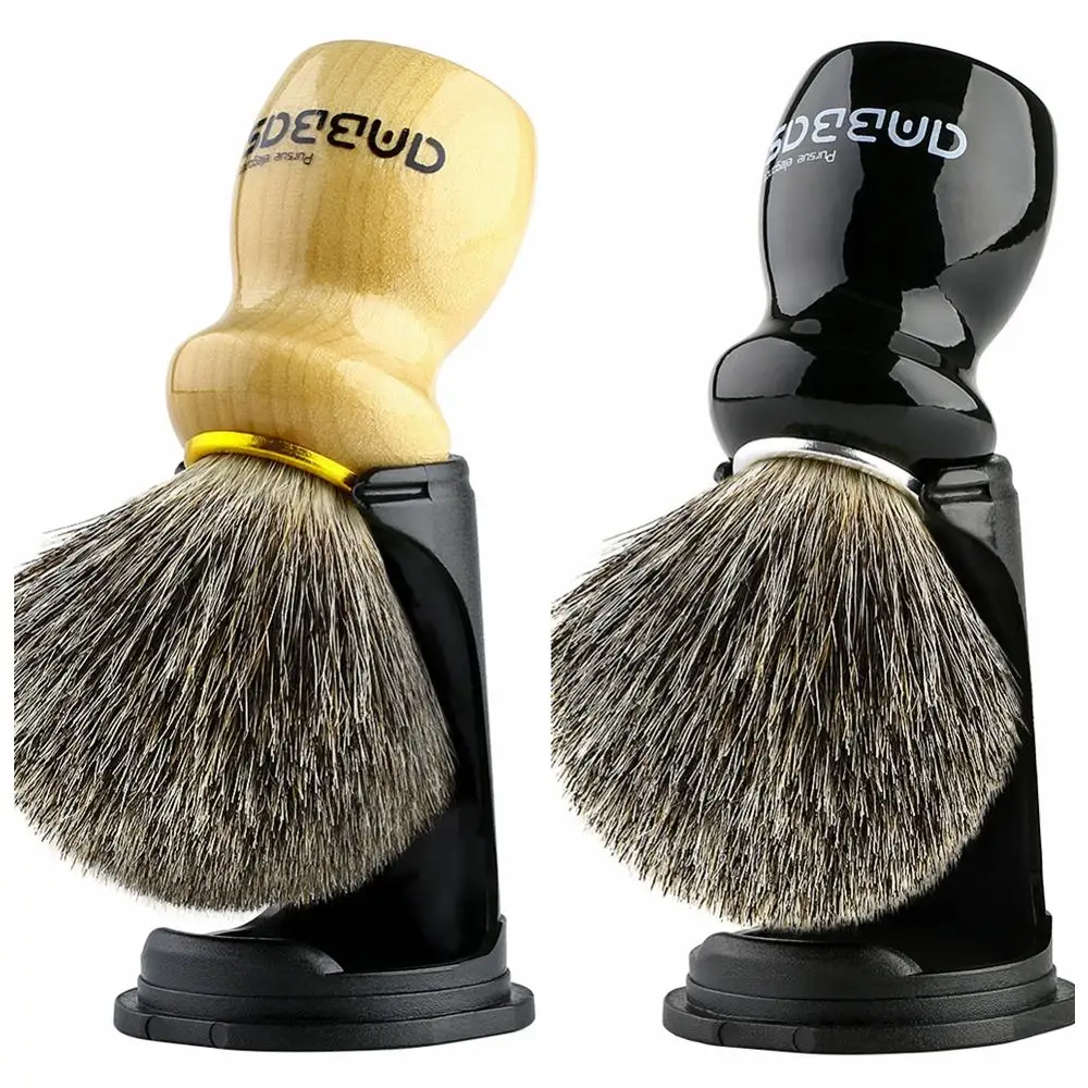 

Shaving Brush Holder Set, Anbbas Pure Badger Hair Shave Brush Wood Handle Resin Stand 2in1 Traditional Shaving Kit for Men