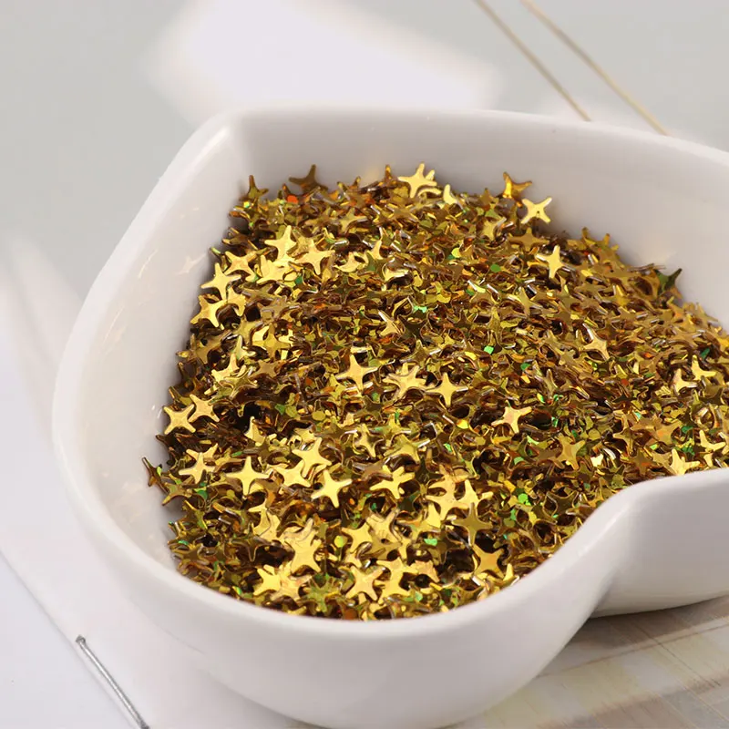 2000 шт./упак. Лазерные цвета 4 мм Крест Звезда блёстки Doji форма ПВХ пайетки для