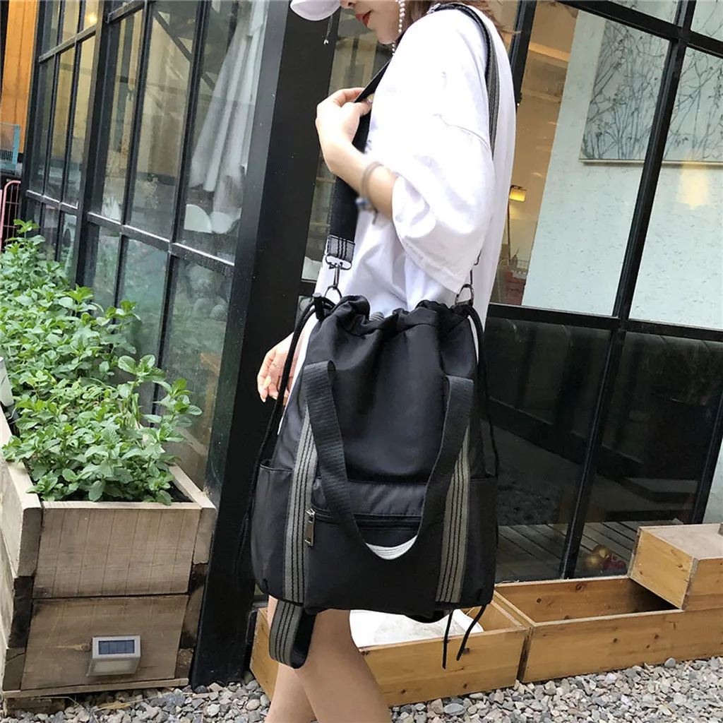 Solid color Women backpack Retro Fashion Waterproof Nylon Backpack School Bags For Teenagers Mochilas Travel Backpacks#N3 | Багаж и сумки