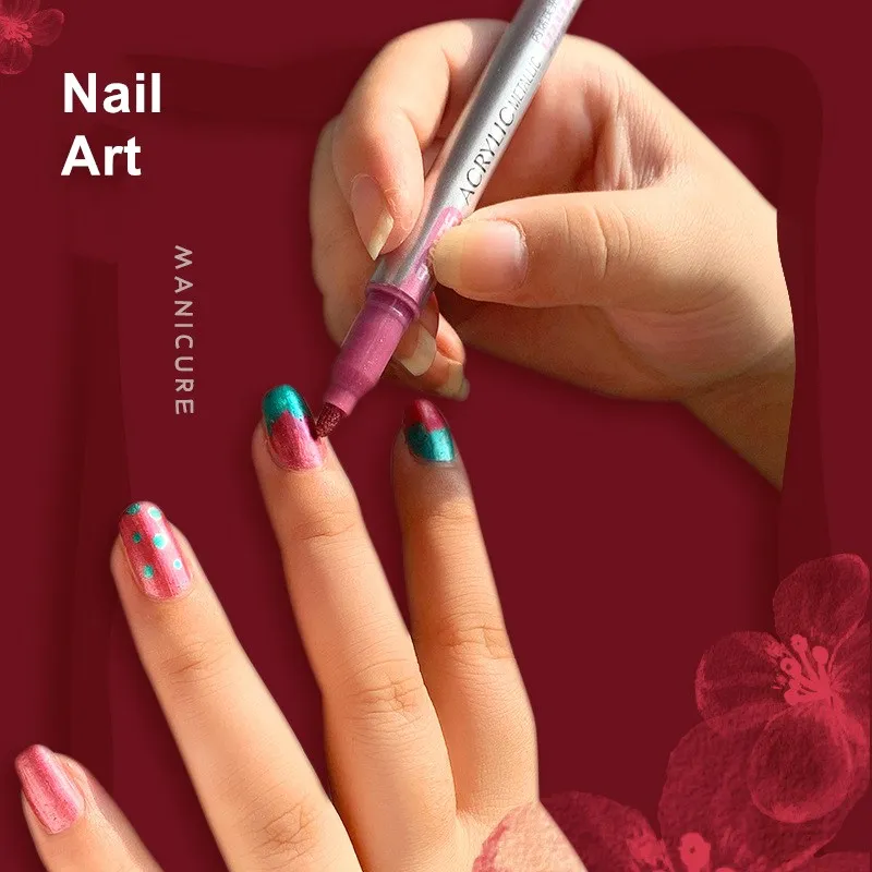 Маркеры для рисования акриловыми красками 12 цветов 2 мм наконечники ткани