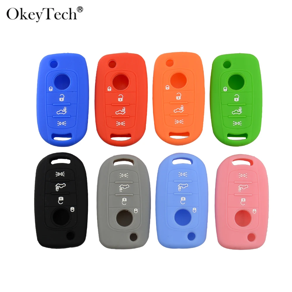 Фото OkeyTech 4 кнопки флип ключ силиконовой резины чехол для дистанционного ключа от