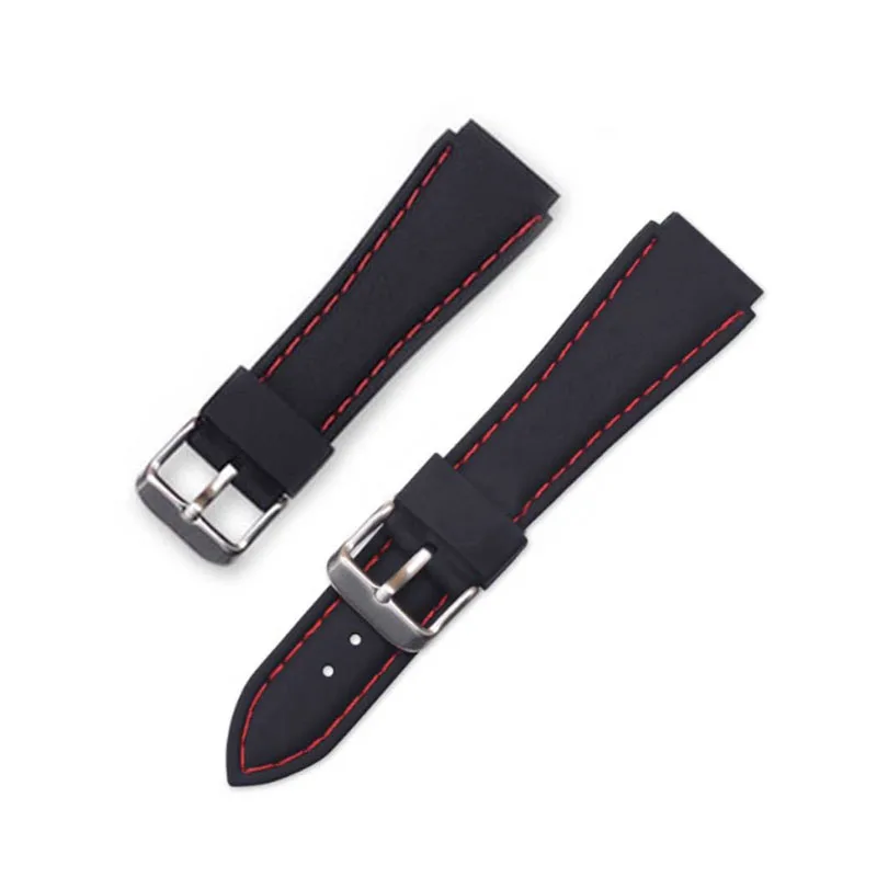 

18/20/22/24mm Convex silicone Add line watch strap Smart accessories Soft and breathable waterproof replacement strap