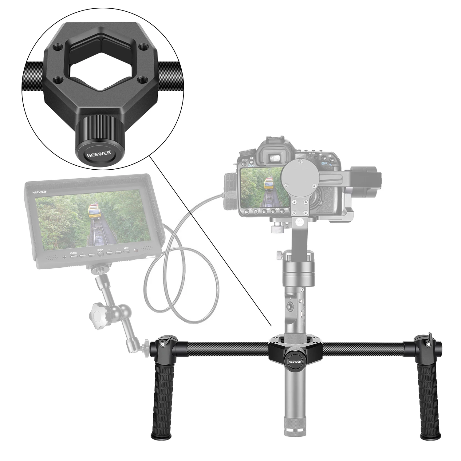 Ручка Neewer из углеродного волокна с двумя ручками для Zhiyun Crane 2/Crane V2/Crane Plus/Crane M/ Feiyu G6