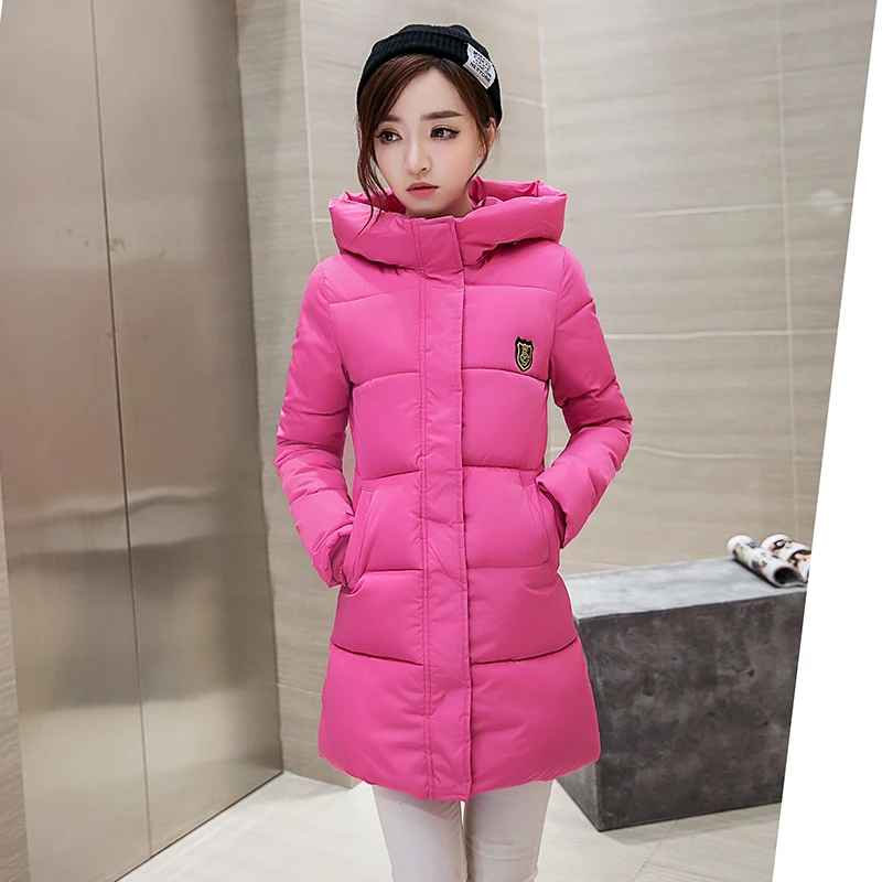 Женская куртка с капюшоном Orwindny красная длинная приталенная парка из хлопка для