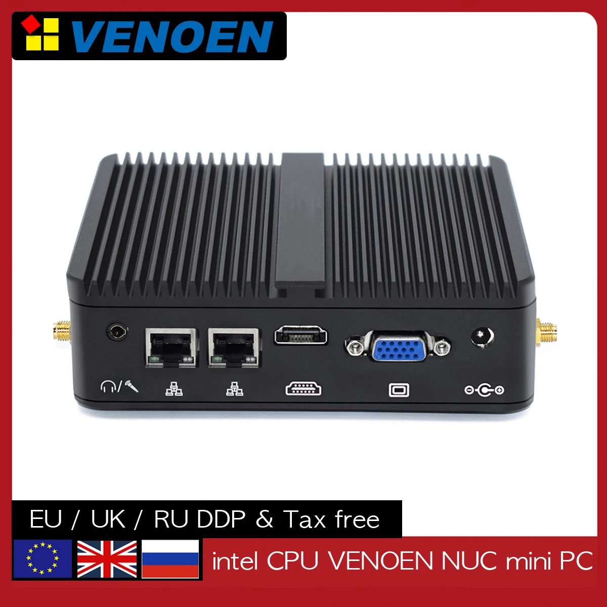 Fanless Mini PC Intel Celeron J4125 N2840 Quad Cores Dual NIC Gigabit Ethernet 2xRS232 Serial Ports 4xUSB Embedded IPC Computer