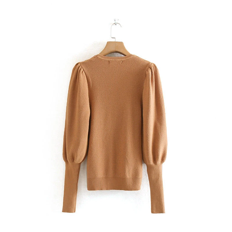 GOPLUS Women's Sweater Jersey Mujer Pullover Round Neck Buttons Puff Sleeve Long Sweaters Womens Pull Femme C8295 | Женская одежда