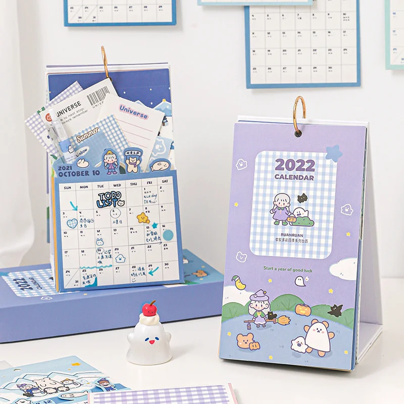 

2022 New Year Colorful 365 Days Decorative Memo Calendar With Pocket Creative And Lovely Printing Products School Supplies