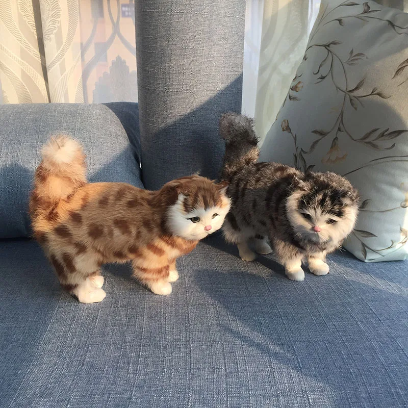 Мягкие плюшевые игрушки животных Реалистичные Модели ходячих кошек меховые