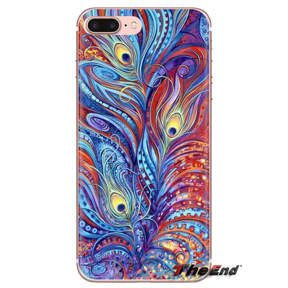 Красочные павлиньи перья печати для iPhone XS Max XR X 4 4S 5 5S 5C SE 6 6S 7 8 плюс samsung Galaxy J1 J3 J5 J7 A3