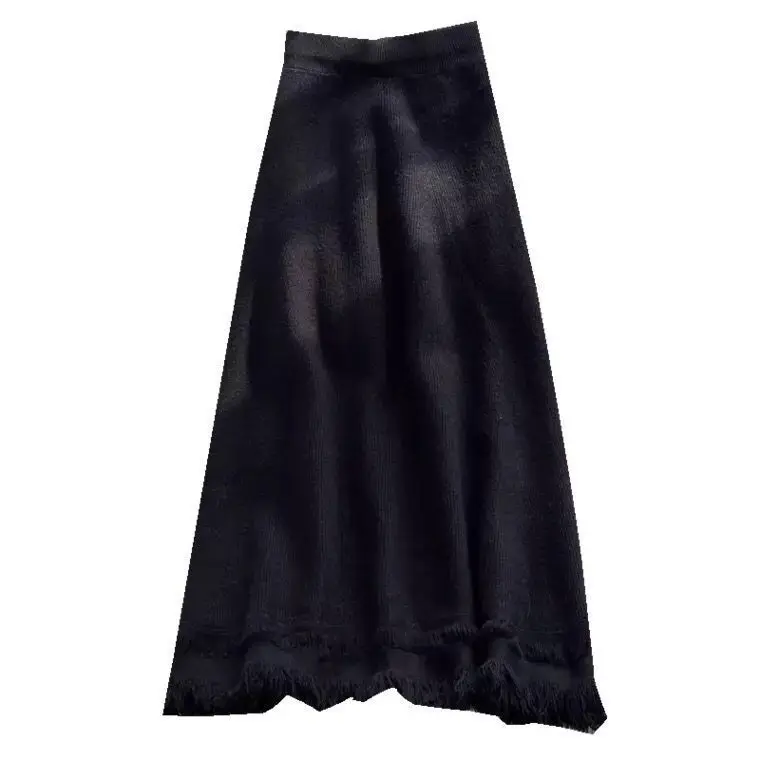 

Women 2021 Autumn Winter Fashion Skirt Female Warm Knitted A-Line Skirts Ladies High Waist Elegant Skirt Party Club Skirts A454