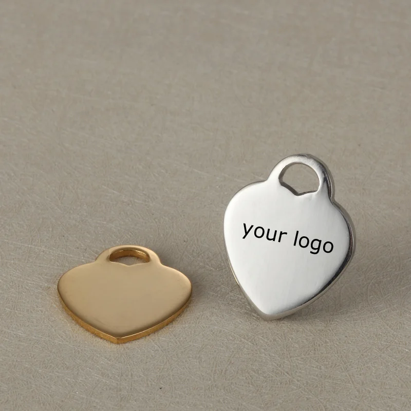 

21*27mm Custom Heart Tag Stainless Steel Charm-Customized Charm Engrave Laser your own logo