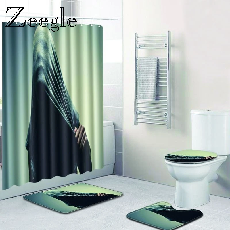 Zeegle 4 шт. Ванная комната коврик набор для ног Творческий Коврик ванной поглощения