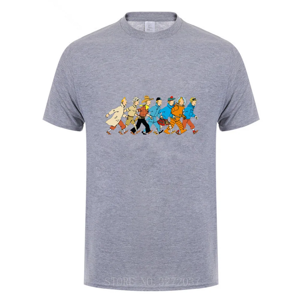 Хит лета новая популярная мужская черно белая футболка TinTin размер XS XXXL с круглым