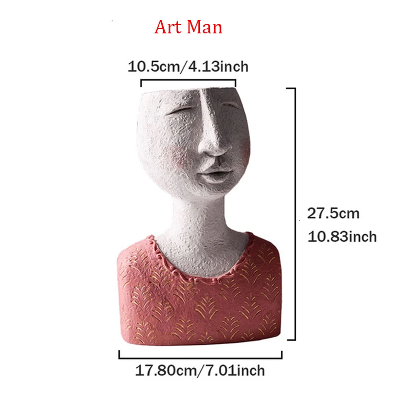 Art Man Счастье семья статуя цветочный горшок сад портрет скульптура орнамент настольный декор смола Цветочная композиция контейнер - Цвет: Art Man
