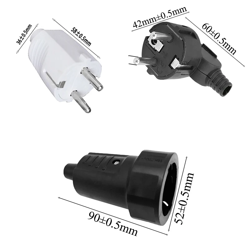 Шнур адаптера питания Европейского образца 2 контакта штекер-гнездо 2500 Вт |