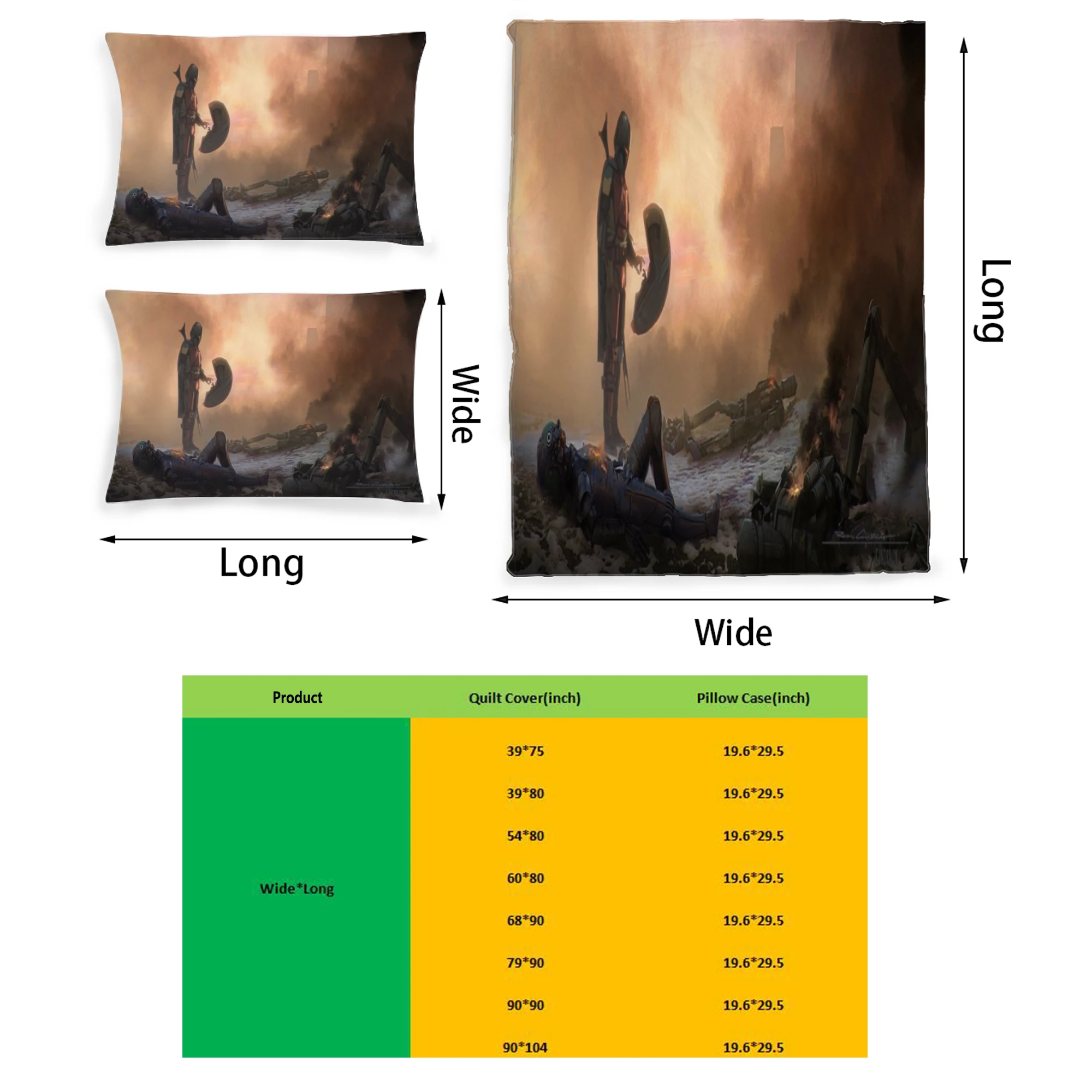 

The Mandalorian Graphic Printed Bedding Set Pattern Printing Polyester Quilt Cover Set 3 Pieces Quilt Cover Pillow Cover Set