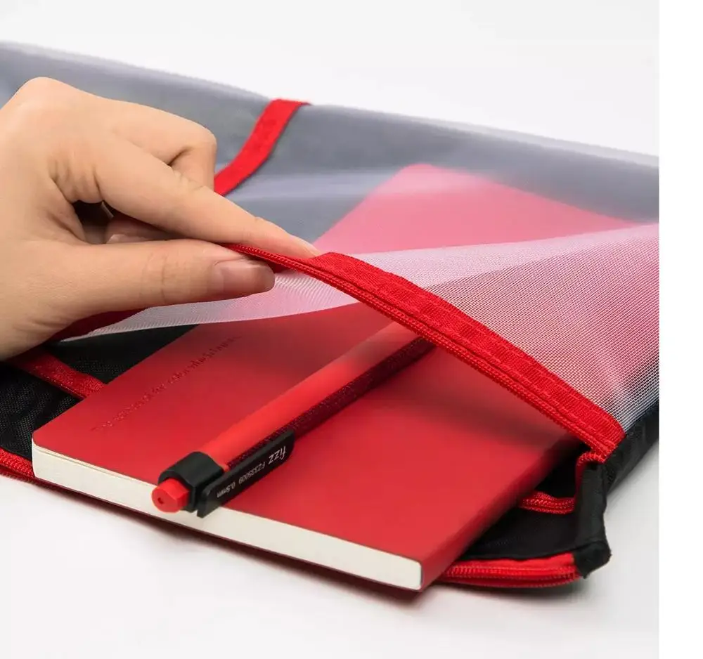 New Fizz A4 File Bag Zipper Storage Large Capacity Mesh Test Meeting Notebook Pocket School Office | Канцтовары для офиса и