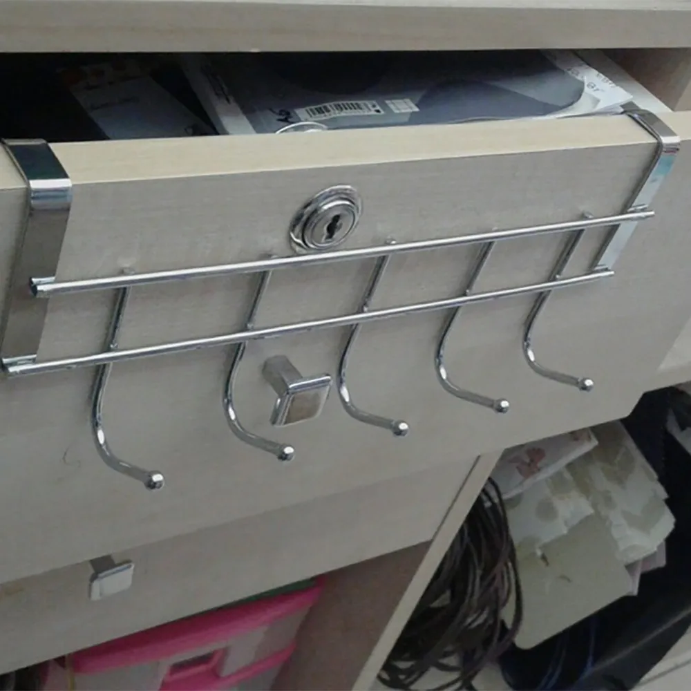 

5 Hooks Storage Holder Stainless Steel Clothes Door Bathroom Hanger Hanging Loop Organizer Kitchen Accessories #50