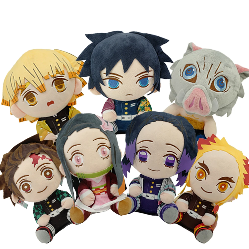 

Funny Anime Demon Slayer Figure Kamado Tanjirou Nezuko Action Model Toys Zenitsu Figurine Inosuke Kimetsu Plush Toy 20CM