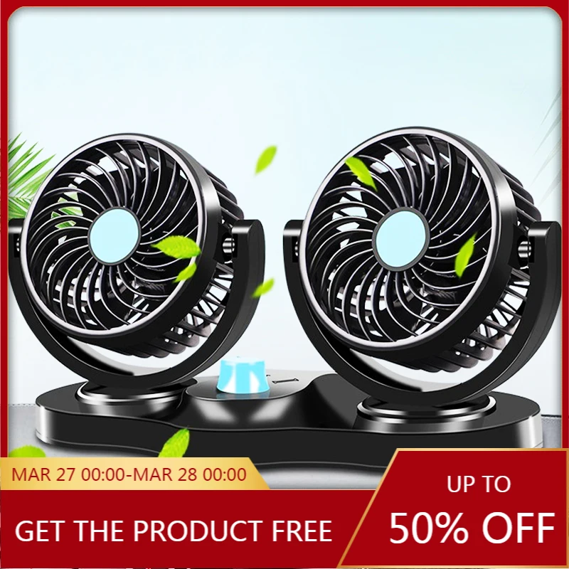 

12V 24V 360 Degree All-Round Adjustable Car Auto Air Cooling Dual Head Fan Low Noise Car Auto Cooler Air Fan Car Fan Accessories