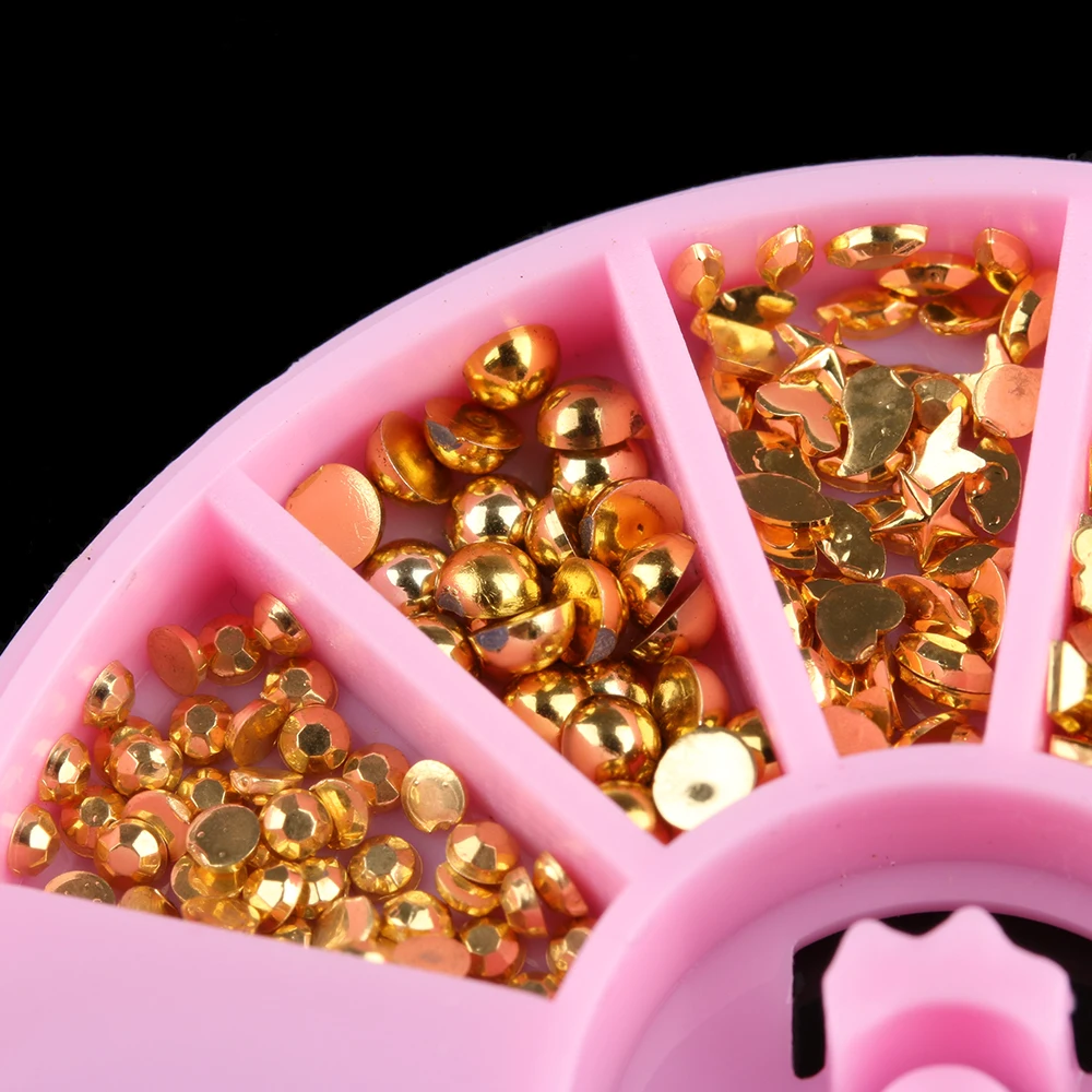 Смешанные размеры металлические заклепки камень ногтей горный хрусталь