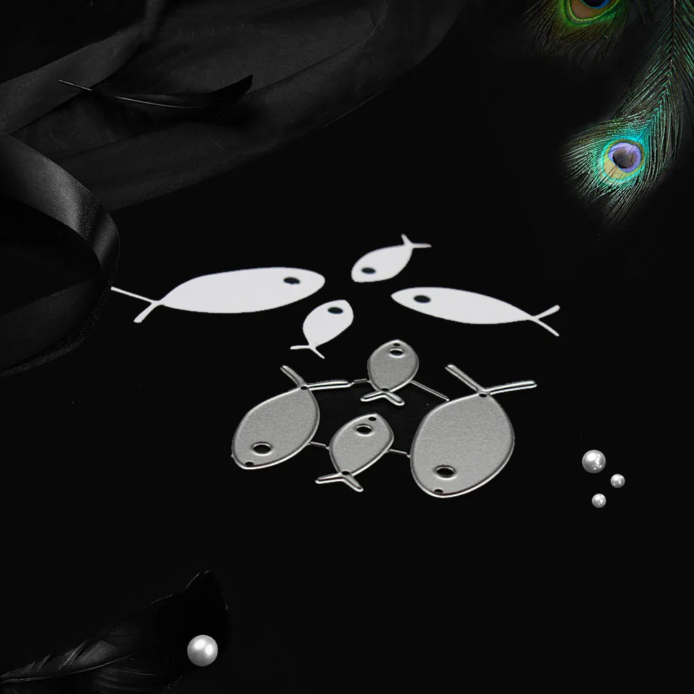 Металлические штампы для скрапбукинга с 4 маленькими рыбками супер приятные