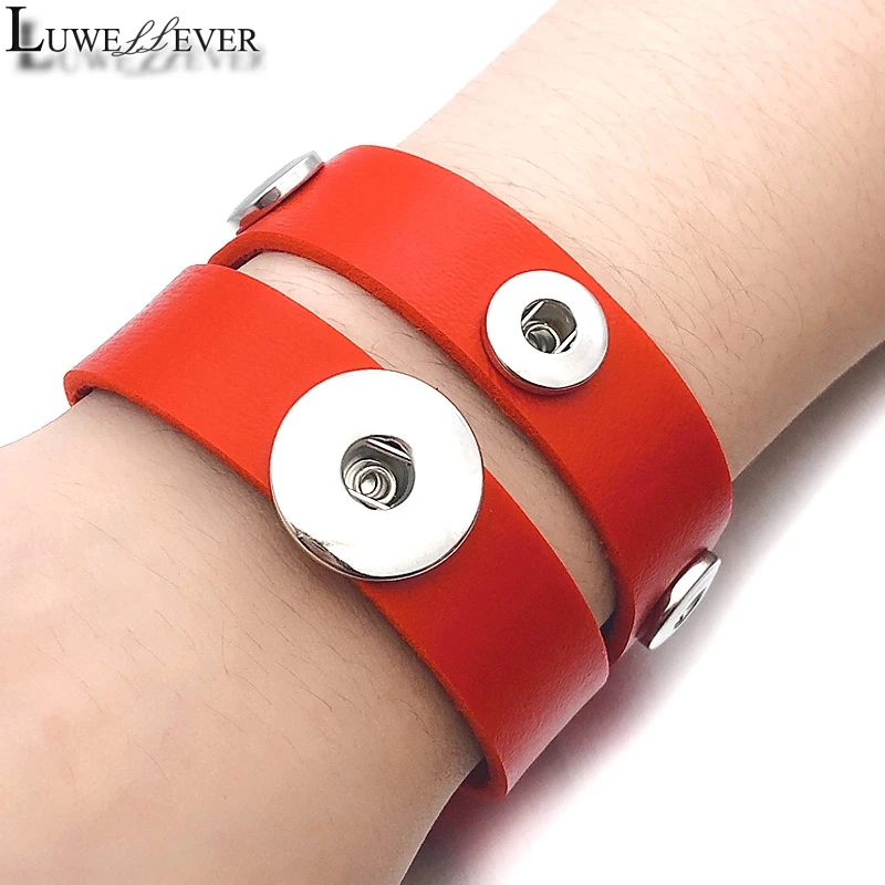 Модный браслет из натуральной кожи в стиле ретро ярких цветов 186 12 мм 18 на кнопках