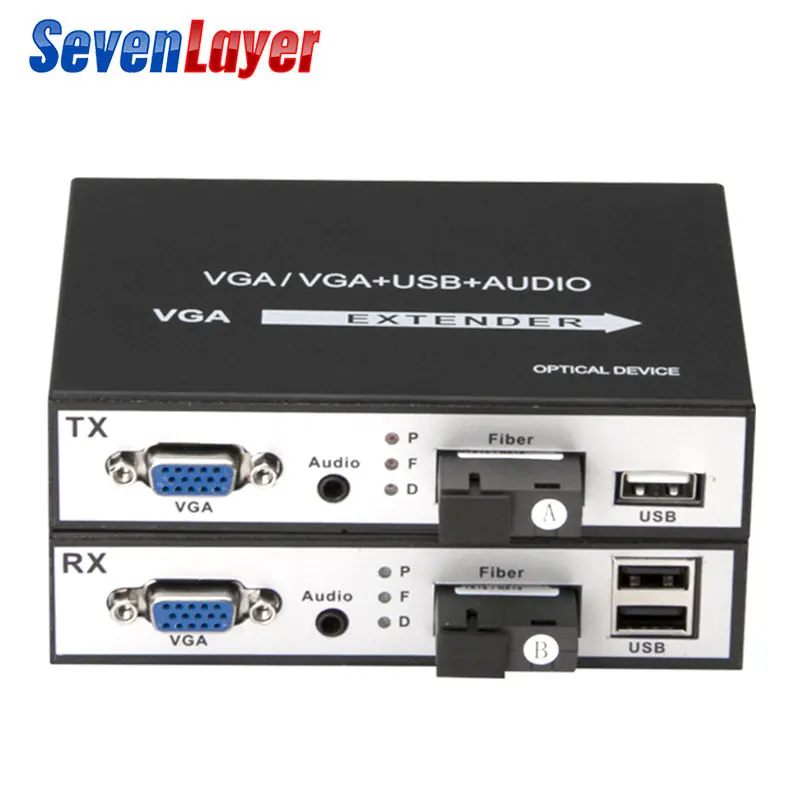 VGA в волоконно оптический преобразователь 1080P Волоконно видео удлинитель KVM (VGA +