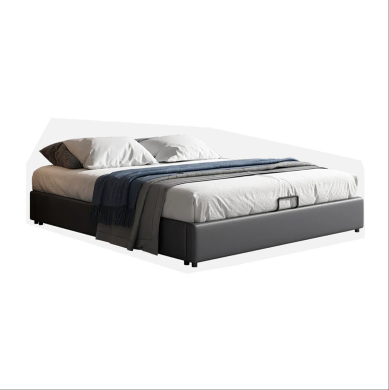 

bed Italian bedless headless double fabric bed Nordic solid wood storage modern minimalist small household bed