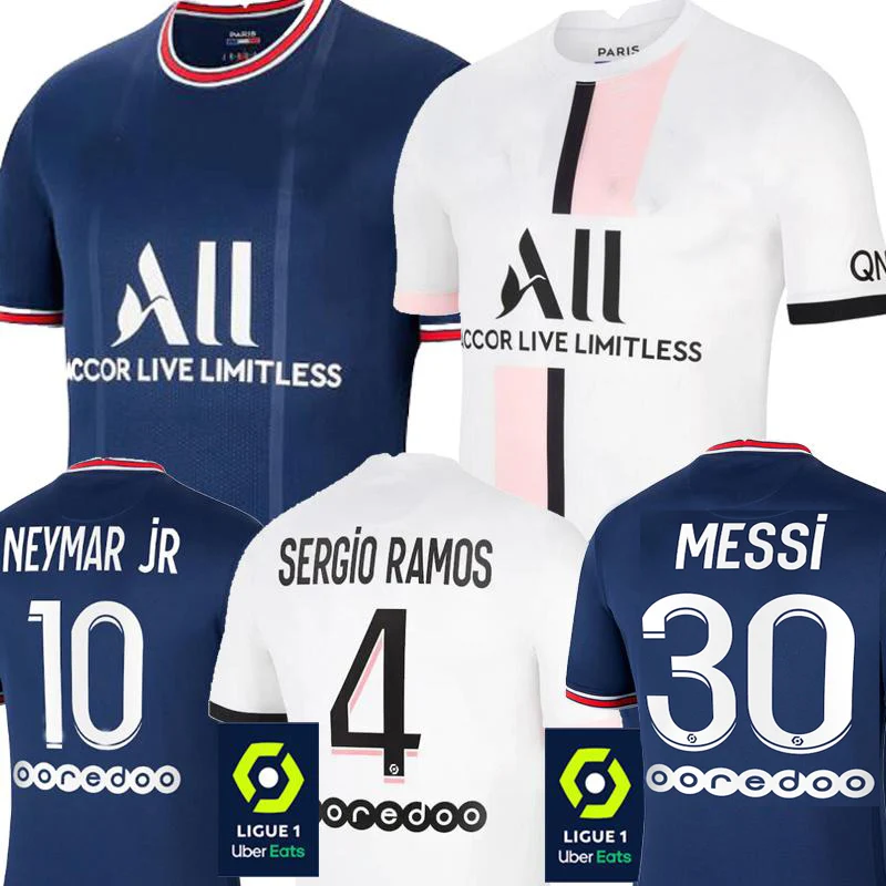 

Hot Koop Messi#30 2021 2022 Psgs Voetbal Jersey Ligue Patch Mbappe Neymar Jr 21 22 Volwassen Voetbal Shirts Gratis Verzending