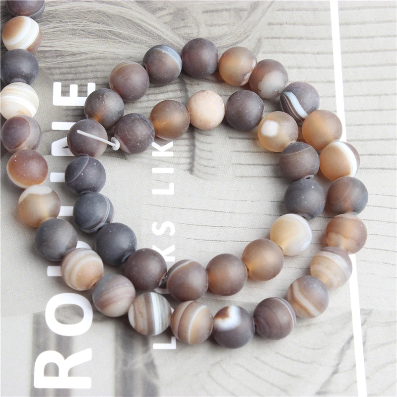

Linxiang fashion jewelry Frosted coffee striped loose beads suitable for DIY bracelet necklace accessories to make amulets