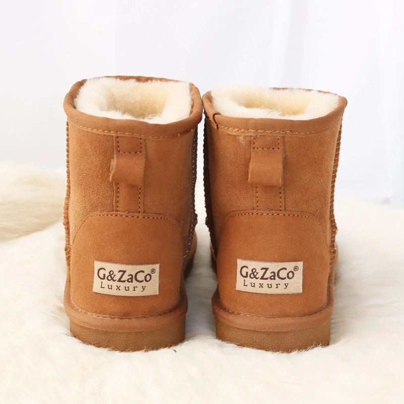 G & Zaco/Роскошные зимние сапоги из овечьей кожи Женские полусапожки натуральной