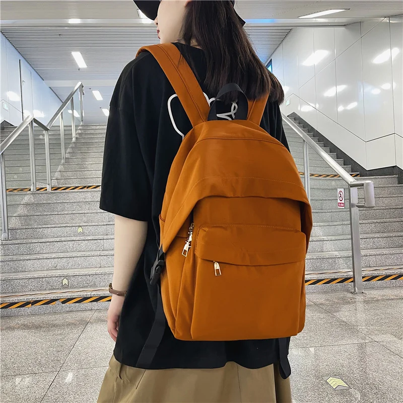 

Casual Backpacks Women Solid Unisex Shoulder Bag Nylon Teenage Girl School Bags Trend Backbag Mochilas Female Bagpacks Mochilas