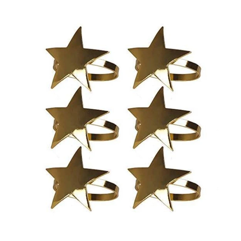 

AT69 -6 Pcs Five-Pointed Star Napkin Ring, Christmas Napkin Ring Suitable for Holiday Parties, Dinners, Wedding Receptions,Etc