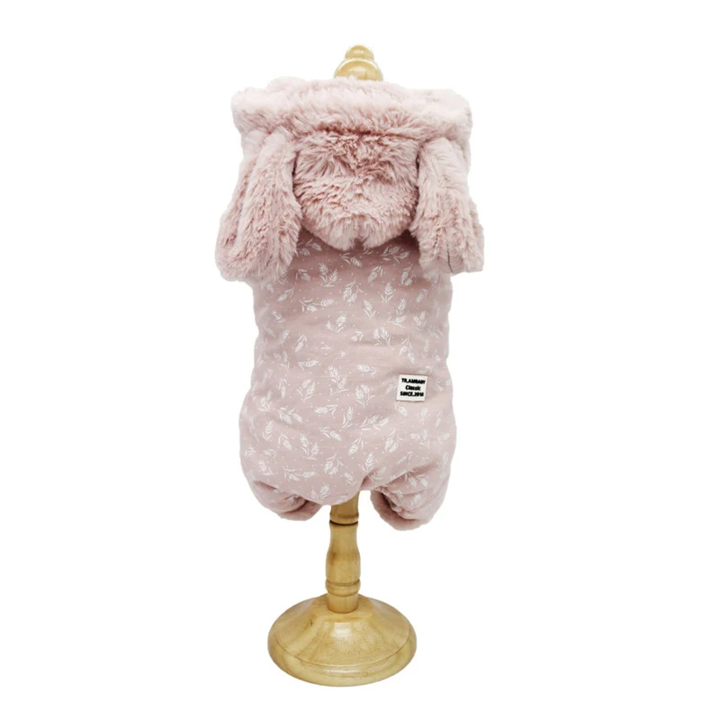 Pink Одежда для чихуахуа, мягкий меховой капюшон, одежда для щенков, для чихуахуа, маленький, большой, автоматический поводок для собак, зимнее теплое пальто для маленьких собак - Цвет: Pink