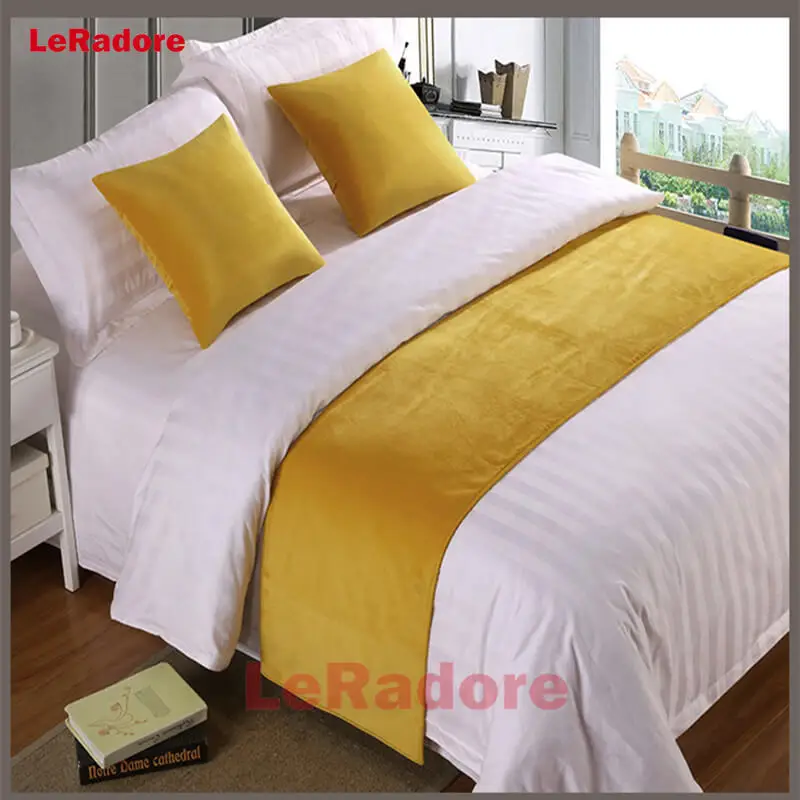 Роскошный бархатный однотонный шарф для кровати набор отелей защитный чехол