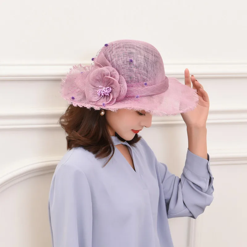 

Ladies Fascinators Millinery Hat Party Wedding Sinamay Hat Wide Brim Fedora Kentucky Derby Headpiece Church Hair Accessories