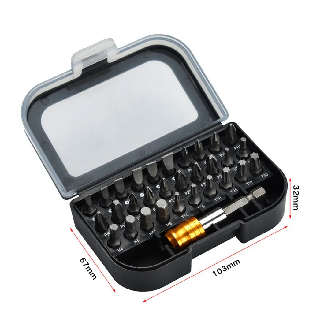 

31Pcs Screwdriver Bit Set Head with Quick Release Hex Chuck Extension Adapter