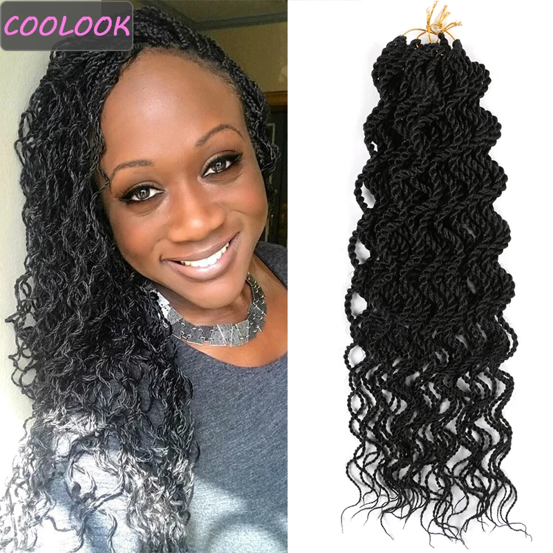 

Ombre Senegalese Twist Crochet Hair 18inch Wavy Twist Braids Hair for Afro Women Synthetic Brown Twisted Braiding Hair Extension