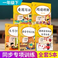 5 books primary school chinese synchronous training reading comprehension see pinyin to write hanzi grade one volume 2 libros