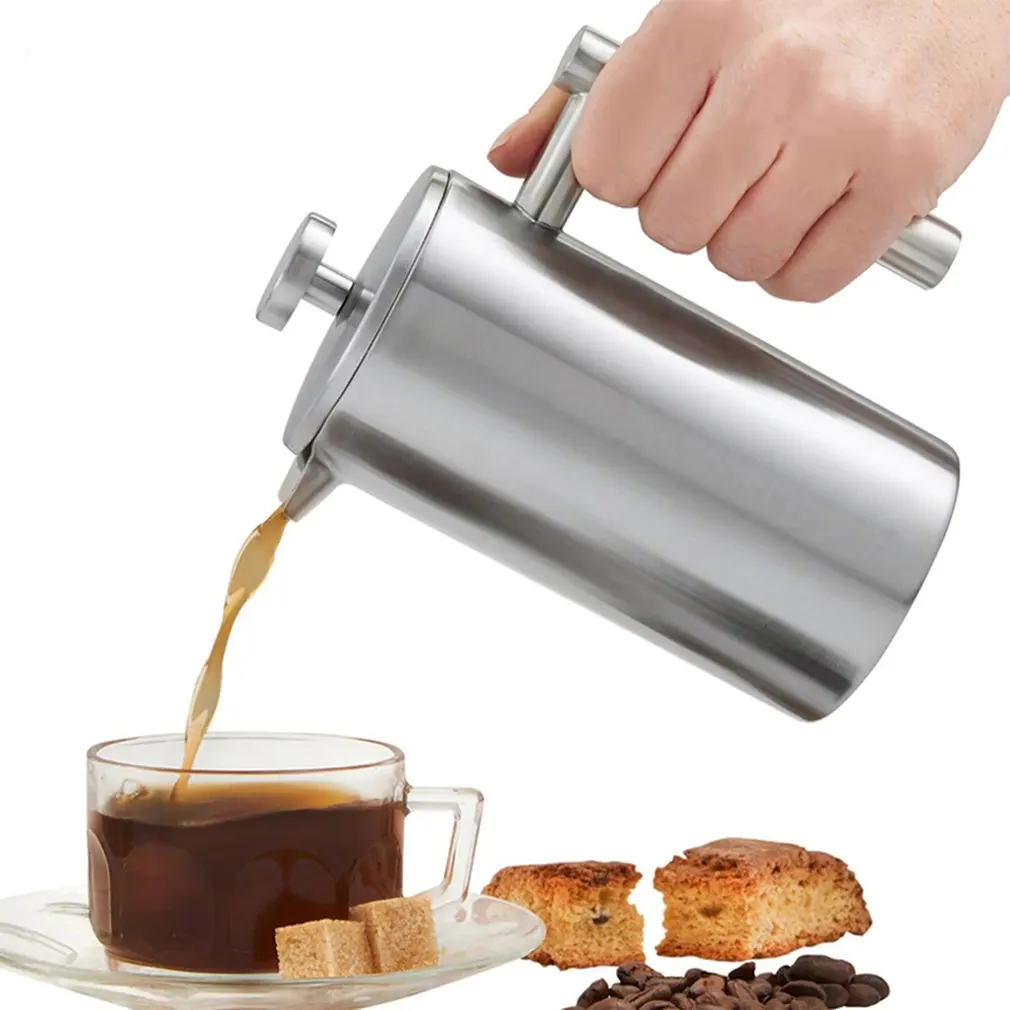 Французский кофе чайник из нержавеющей стали изолированный кофе чайник большой емкости полированный нежный
