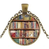 btwgl antique bronze book bump glass retro mens and womens necklace pendant jewelry gift