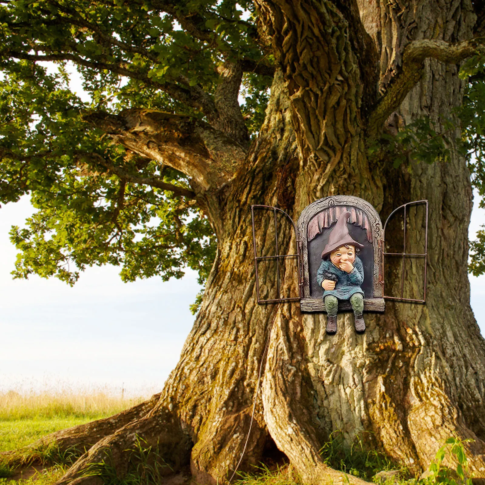 

Playful Garden Gnomes Resin Outdoor Statue Accessories Tree Decoration Leopard Sculpture Home Office Desktop Decoration Gift