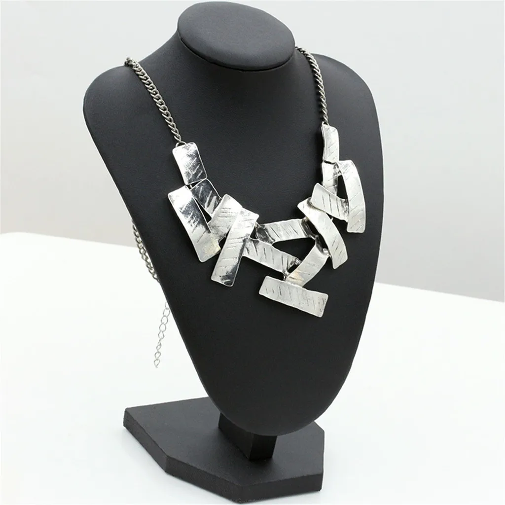 Женское Ожерелье Цепочка Европейский Панк Металлический геометрический кулон