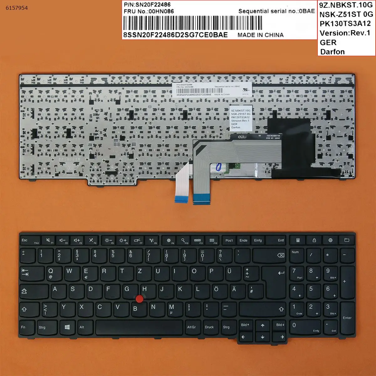 

German QWERTZ New Replacement Keyboard for Lenovo Thinkpad E550 E550C E555 E560 E565 E560C Laptop Black with Pointer & Frame