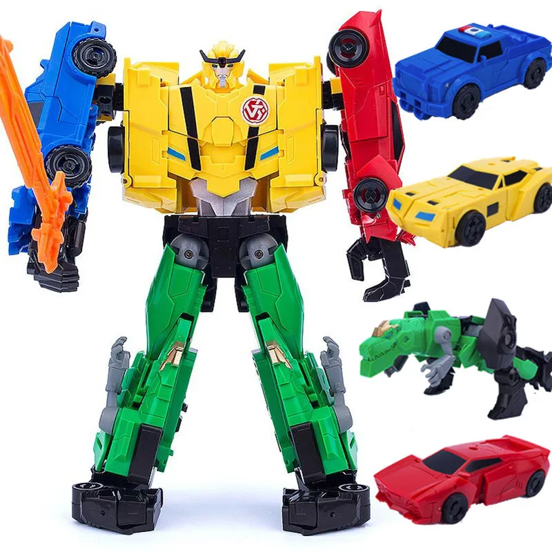 

2021 NEW 4 In 1 Anime Transformation Devastator Toy Kids KO G1 Robot Action Figure Aircraft Tank Dinosaur Car Model Boy Gift